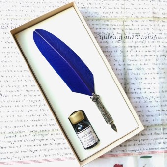 Bortoletti Ca’ d’Oro red feather quill pen and ink set 2
