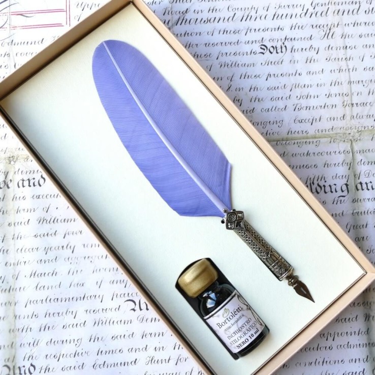 Bortoletti Ca 'd'oro lila veer quill pen en inkt set