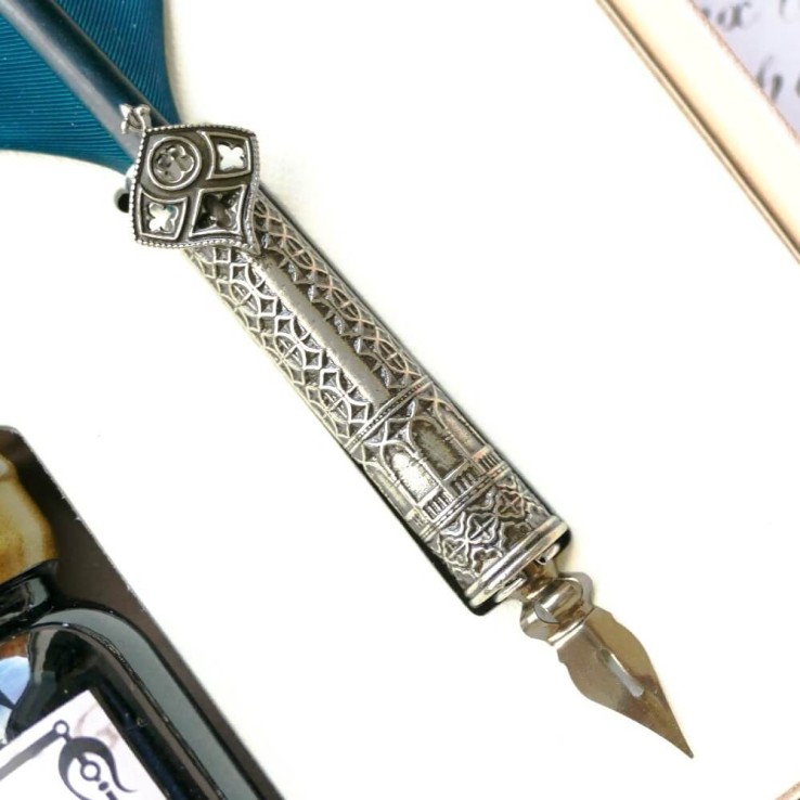 Ornate Feather quill pen and ink Ornate Feather quill pen and ink