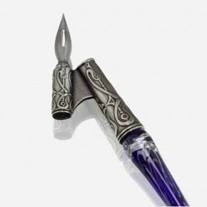 Skrå kalligrafisk pen - glas sølvblad
