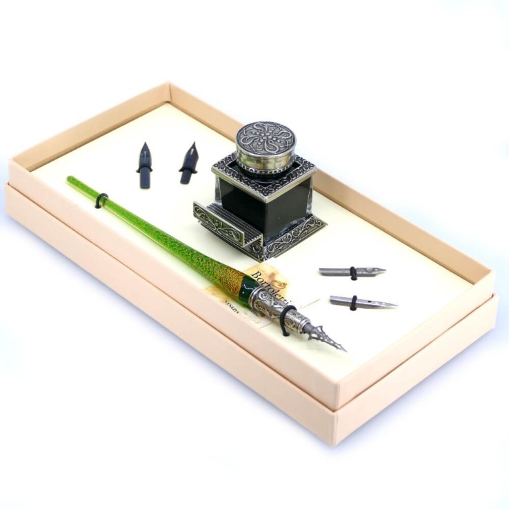 Glass Calligraphy Pen Set - Gold Leaf