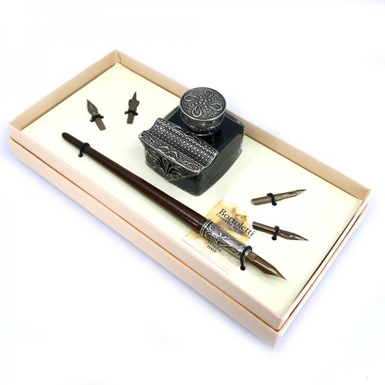 Kalligraphie-Schreibtischset aus Holz - Tiziano