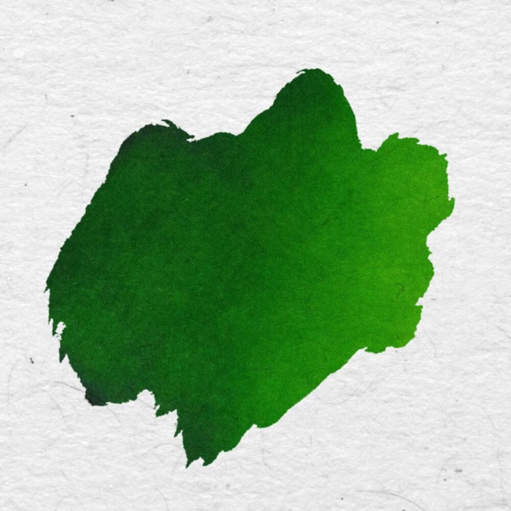 Grüne Vivaldi-Kalligraphie-Tintenfarbfelder