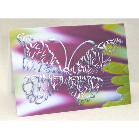 Mariposa en una tarjeta de flores púrpura por Calligraphy Arts