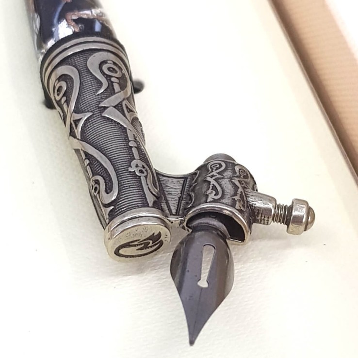Penna calligrafia obliqua - vetro foglia argento Penna calligrafia obliqua - vetro foglia argento