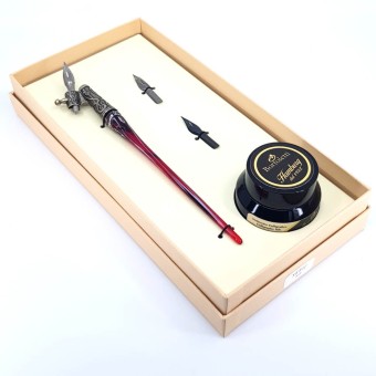 Oblique calligraphy pen - glass silver leaf