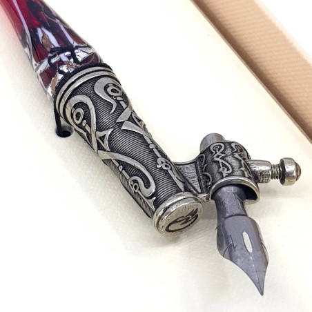 Oblique calligraphy pen - glass silver leaf
