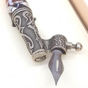 Penna calligrafia obliqua - vetro foglia argento
