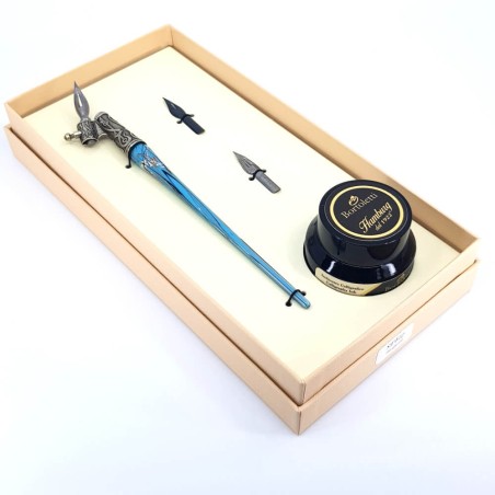 Skrå kalligrafisk pen - glas sølvblad