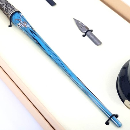 Oblique calligraphy pen - glass silver leaf