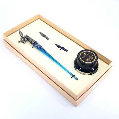 Oblique calligraphy pen - glass silver leaf