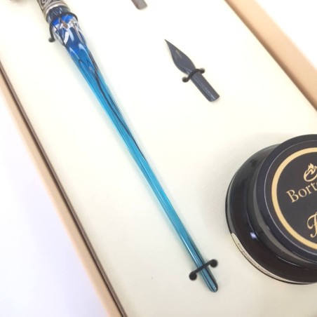 Oblique calligraphy pen - glass silver leaf