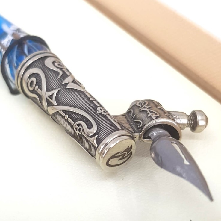 Penna calligrafia obliqua - vetro foglia argento Penna calligrafia obliqua - vetro foglia argento