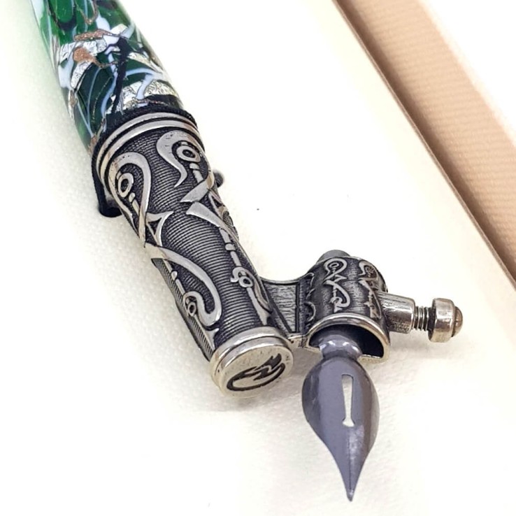 Skrå kalligrafisk pen - glas sølvblad Skrå kalligrafisk pen - glas sølvblad