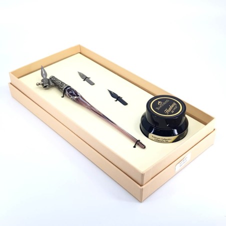 Stylo de calligraphie oblique - feuille d'argent en verre