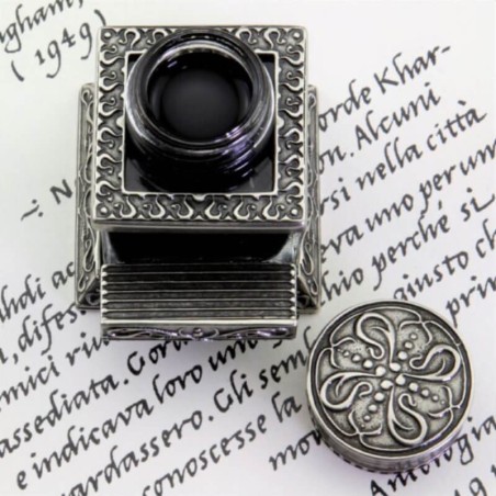 Ornate Square Inkwell With Pen Rest