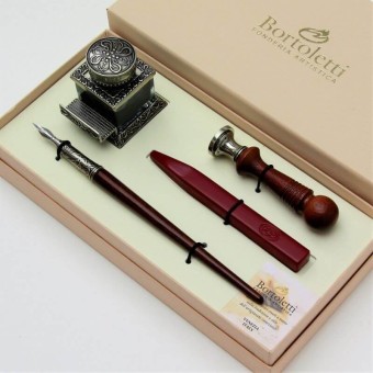 Bortoletti Todaro wooden pen and wax seal set handmade in Italy