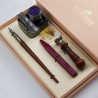 Bortoletti Sospiri wooden pen and wax seal set with bronze inkwell