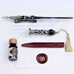 Glass pen, wax seal - Leopardi
