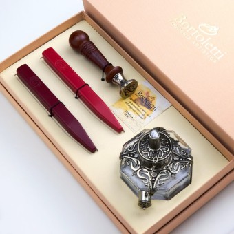 Bortoletti Rialto wax seal stamp set with wooden handle