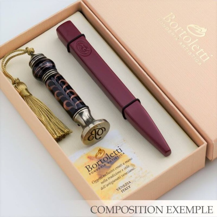 Bortoletti Milani Murano glass wax seal stamp with aventurine threads
