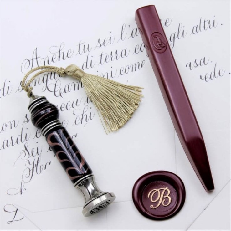 Glazen stempel en lakzegel set Glazen stempel en lakzegel set
