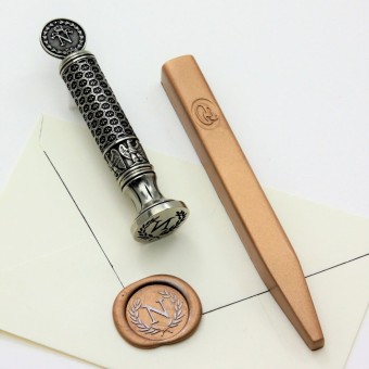 Bortoletti Timbre de joint de cire Napoléon avec poignée décorative 2