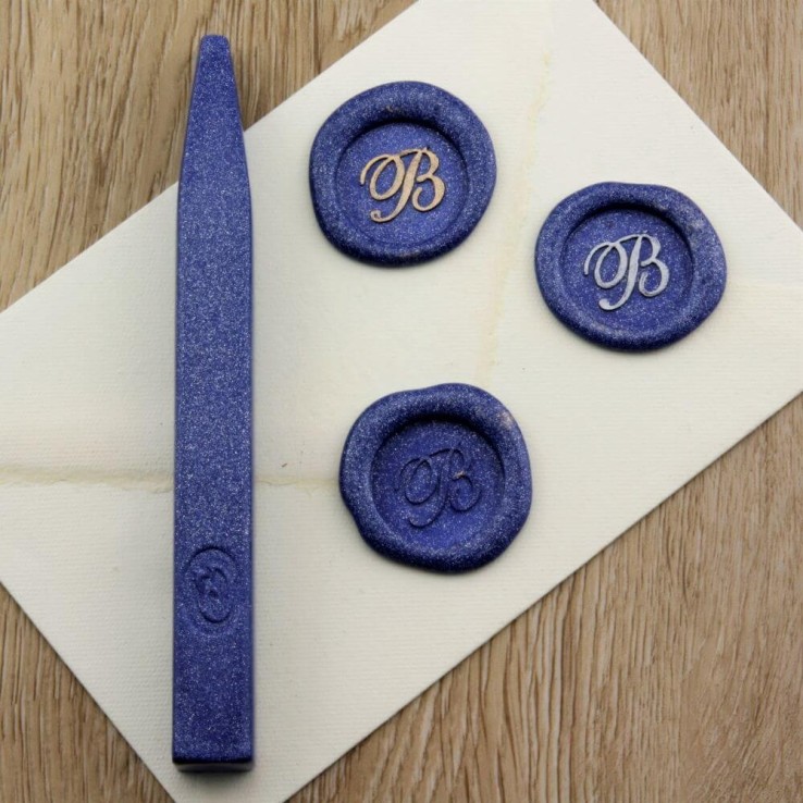 Slimming Metallic Blue Wax Seal Indruk op envelop