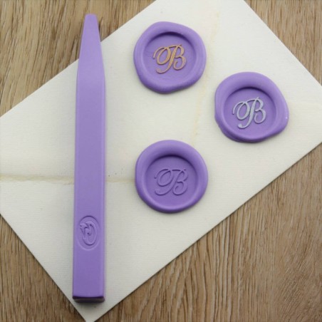 Lilac wax seal impression on envelope