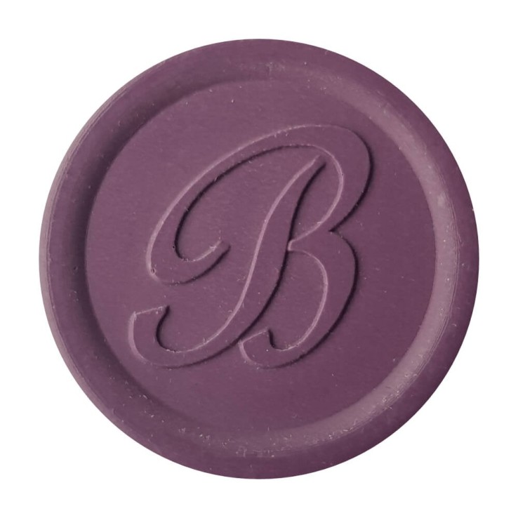Elegant purple wax seal created with Bortoletti sealing wax