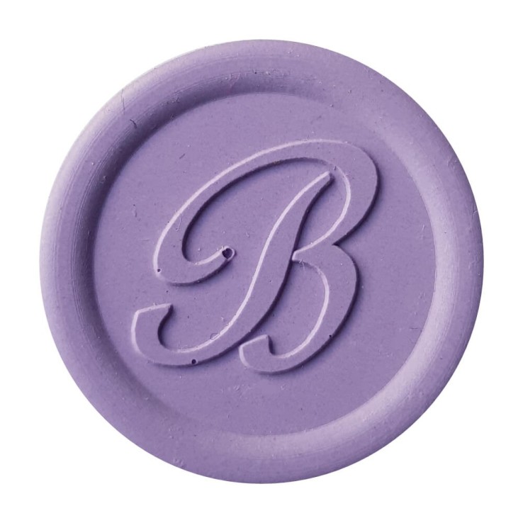 Elegant lilac wax seal created with Bortoletti sealing wax