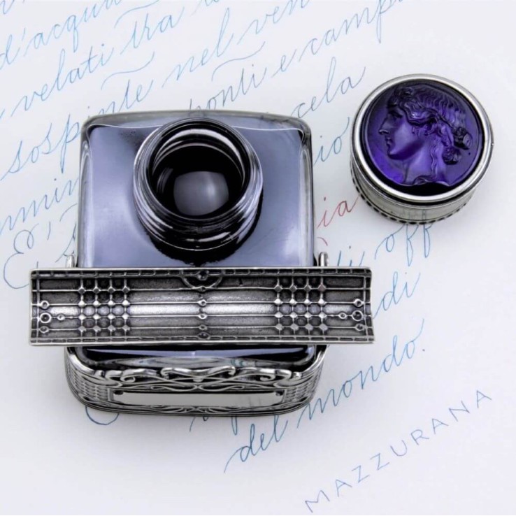 Bortoletti SSPIRI BRONZE INKWELL med Cameo Glass Lid