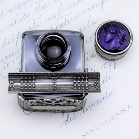 Bortoletti Sospiri Bronze Inkwell mit Cameo-Glasdeckel