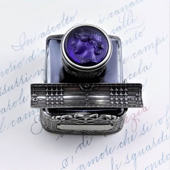 Bortoletti CAL60 Vivaldi Bronce y Glass Inkwell con tapa de camafeo 2