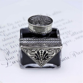 Bortoletti Cal65 Marco Polo Glas und Bronze Inkwell mit Stifthalter