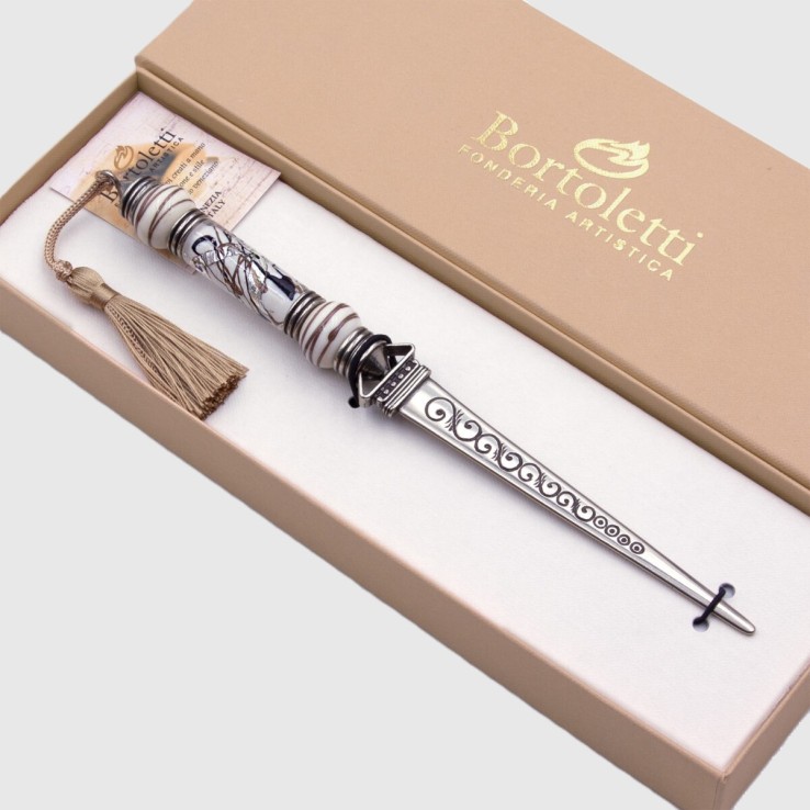 Elfenbein Bortoletti Brieföffner mit dekorativem Muranoglas