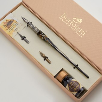 Bortoletti Conjunto de caligrafía de cristal de murano con aventurina