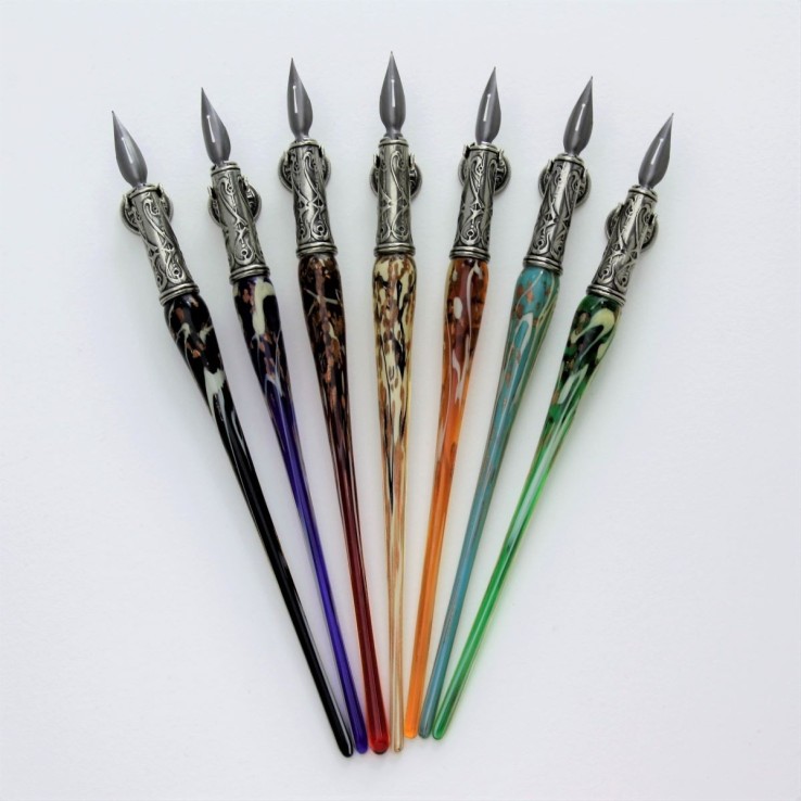 Murano-Glas-Stift mit Aventurin - alle sieben Farben - ausgewählt von Calligraphy Arts UK