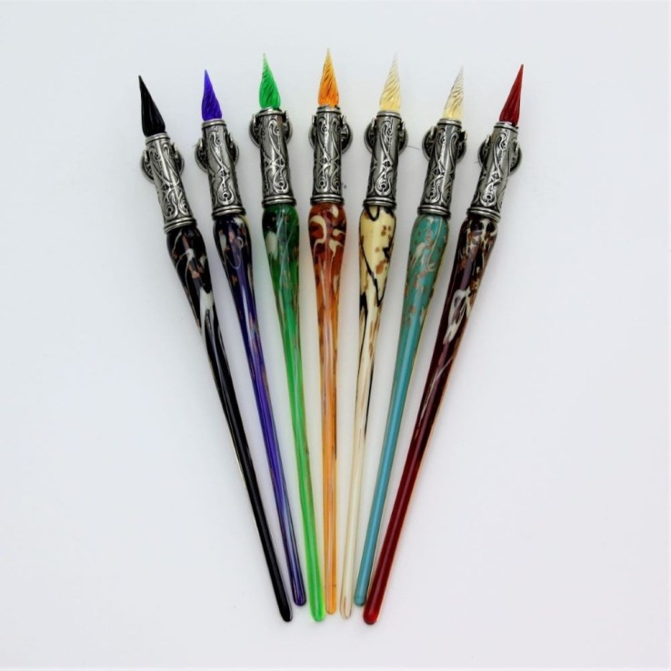 Bortoletti Gaggia Murano Glass Pen - Siete colores - seleccionados por Calligraphy Arts Reino Unido