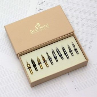 Set van 10 fijne kalligrafie penps van Bortoletti
