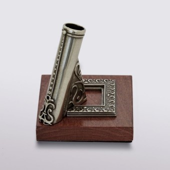 Bortoletti Titular de la pluma de escritorio de Marcello en madera y bronce