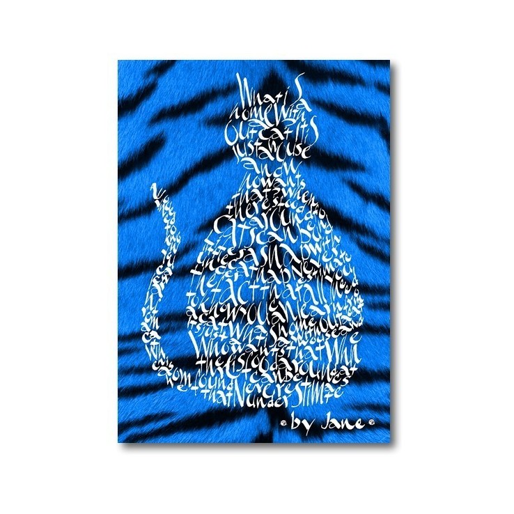 Elektrisk blå tiger hudkattkort av Calligraphy Arts