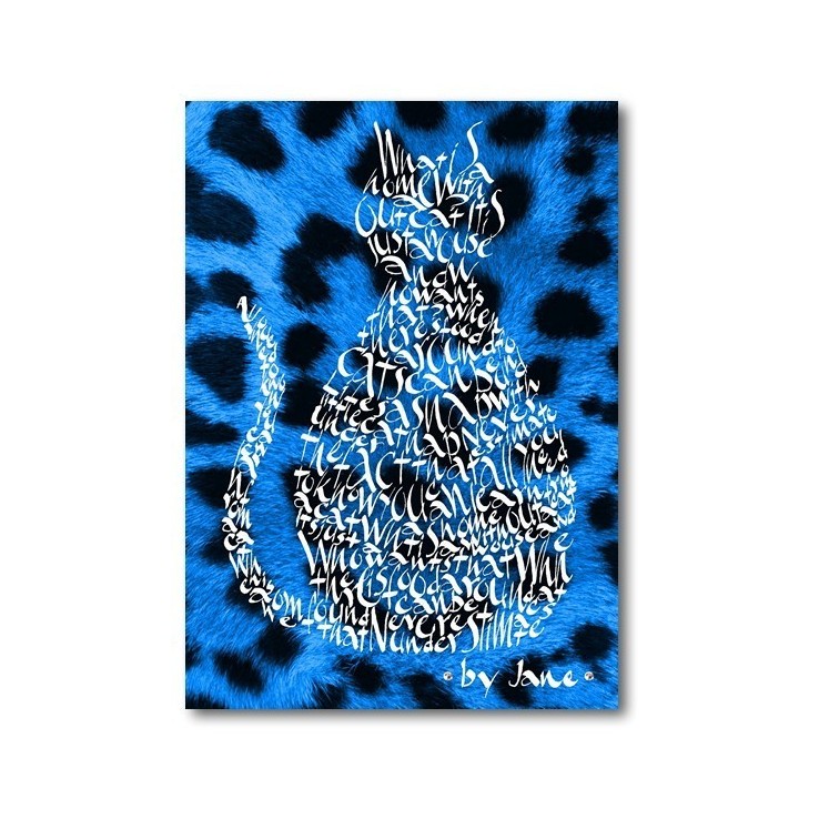 Elektrisk Blue Leopard Skin Cat Card av Calligraphy Arts