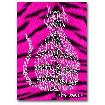 Cerise Pink Tiger Skin Cat Card por Calligraphy Arts