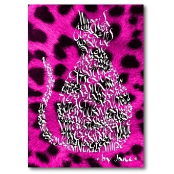 Cerise Pink Leopard Skin Cat Card por Calligraphy Arts