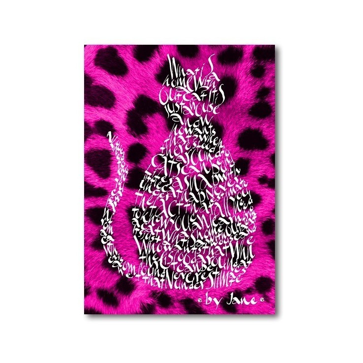 Cerise Rosa Leopard Skin Cat Card von Calligraphy Arts