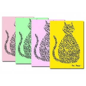 Cartes chat - couleurs pastel