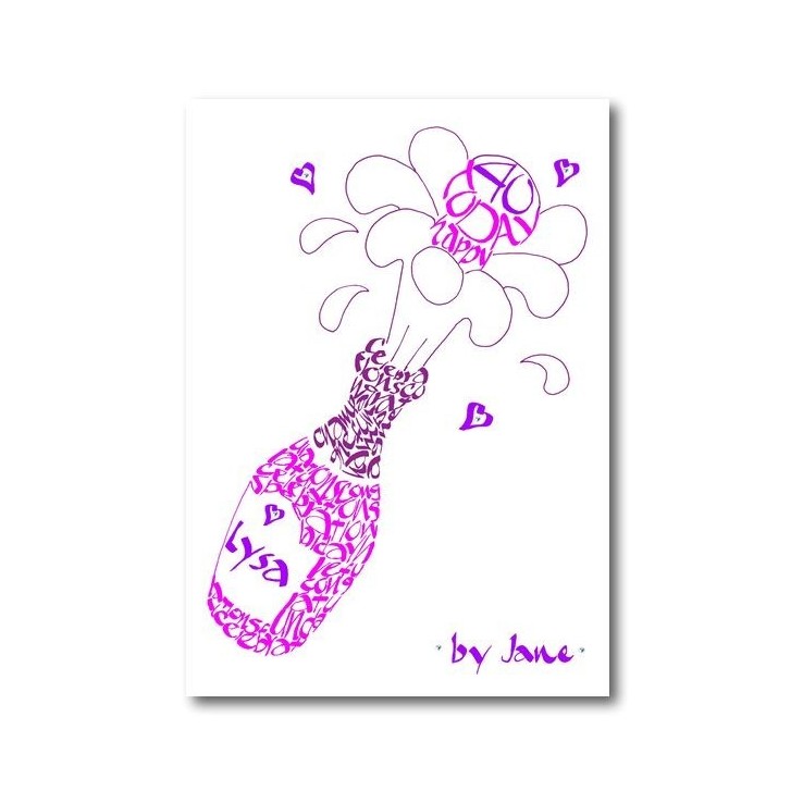 Personalisierte Champagner-Feier-Karte von Calligraphy Arts