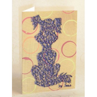 Lila Cartoon-Hund auf Kreise-Karte von Calligraphy Arts 2