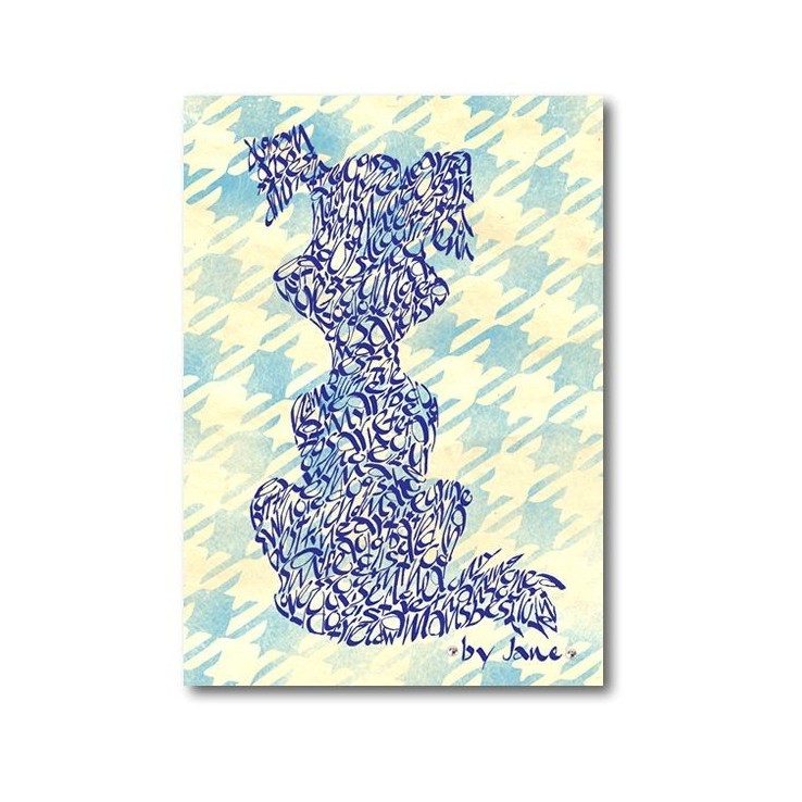 Carte de chien de bande dessinée bleue par Calligraphy Arts